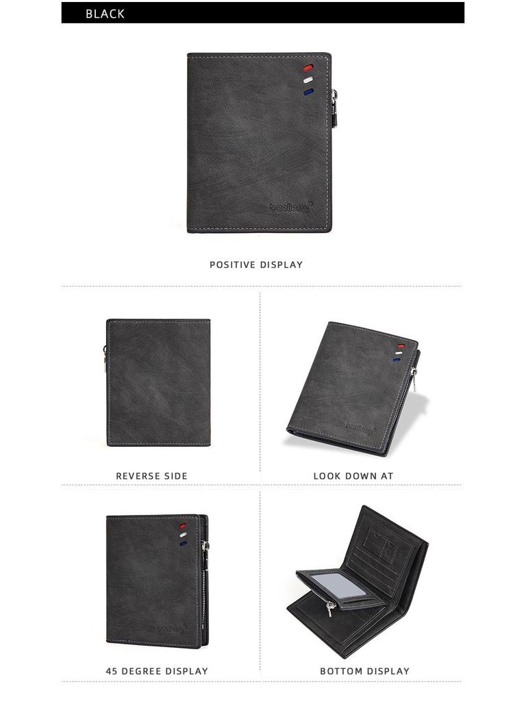 Trendy Men's Color Stripe Wallet with Logo, Card Holder, Zipper Pocket