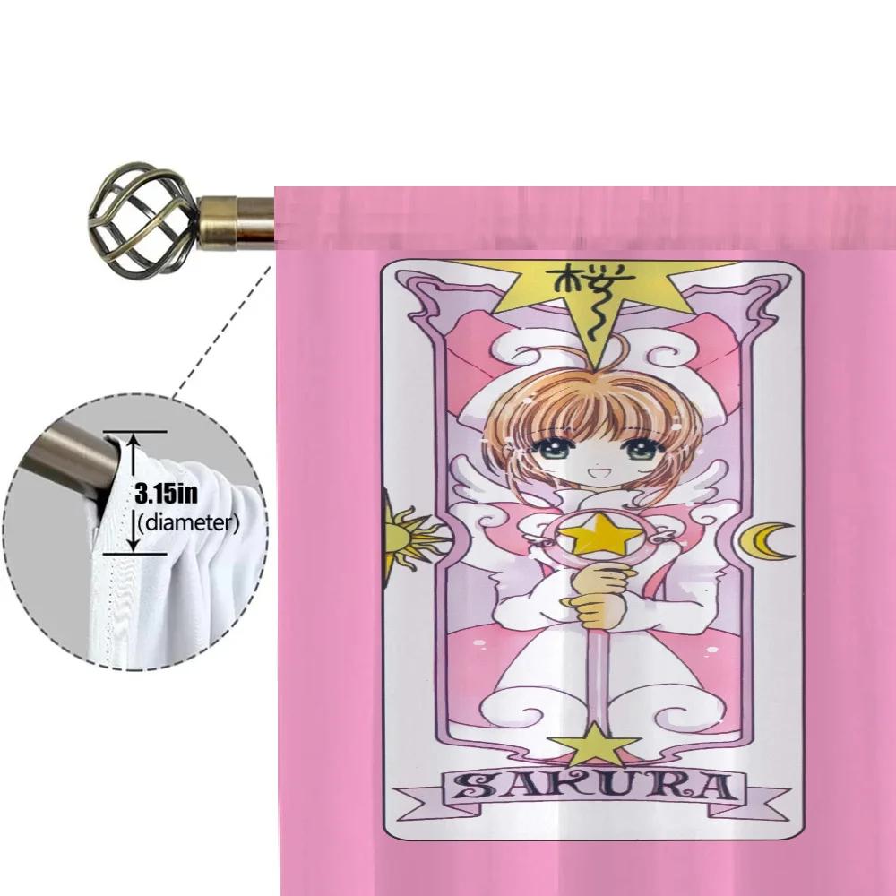 Zasłony kuchenne do salonu 2 sztuki Zasłony zaciemniające Zasłona drzwiowa C-cardcaptor S-sakura Przegroda Dekoracja sypialni Dom