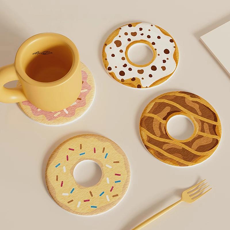 New Donut-Shaped round Coaster Desktop Drain Pad for Office Use Tea Cup Water Cup Storage Hard Diatom Mud