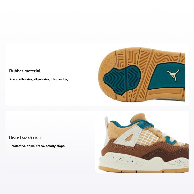 Air Jordan 4 Retro TD Cacao Wow Детские кроссовки Brown Geode-Teal Ale-Brown FB2215-200 23.5