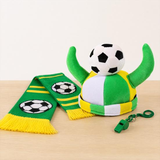 Cappello a Tromba da Calcio, Divertente Berretto da Tifo a Tema Sportivo, Copricapo Peluche per Tifosi di Calcio per Concerti, Giornata della Partita, Feste