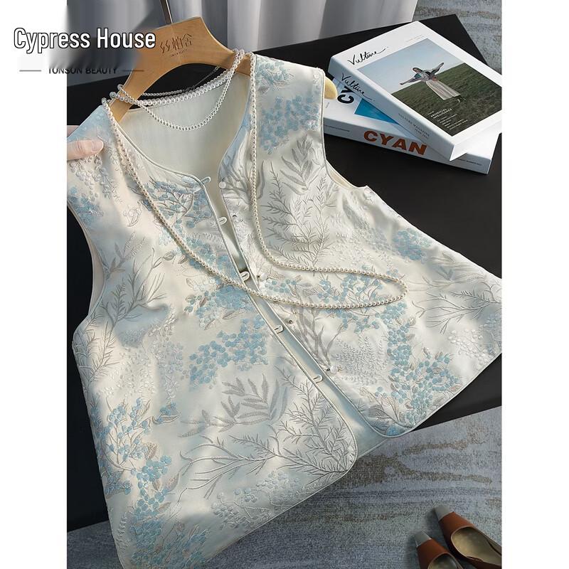 New Chinese Style Floral Embroidered Vest L