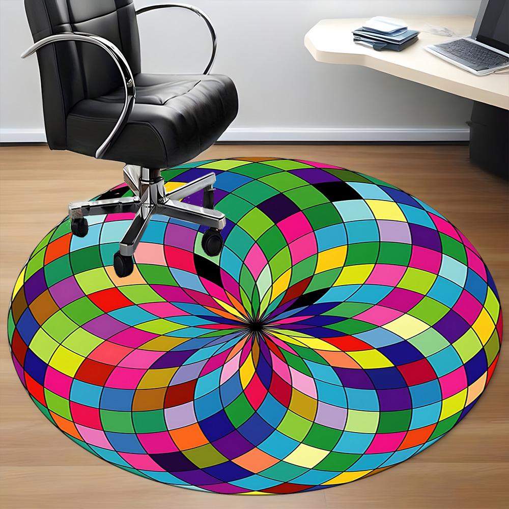1pc Colorful Sphere Pattern Chair Carpet for Office Non-Slip, Machine Washable Rug for Office - Holiday DecorMachine Made yy251029093