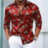 Fashion Flower Pattern 3D Print Men's Long Sleeve Shirts Fashion Button-Down Tops Autumn New Casual Men's Casual Lapel Shirts