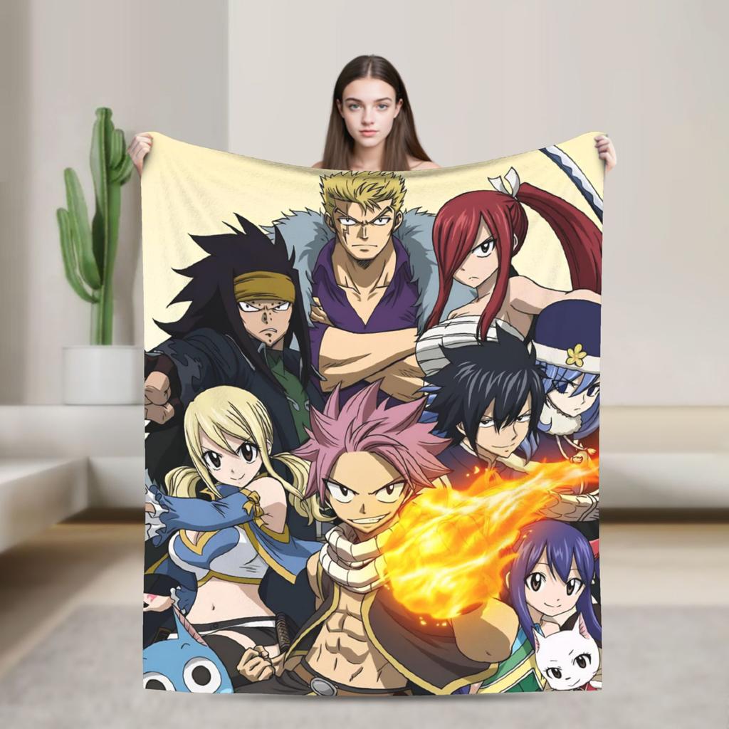 Fairy Tail Blankets Decorative Flannel Throw Blanket For Outdoor Warm Custom DIY Quality Bedspread Gift Idea