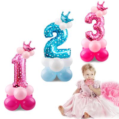Gradual Change 32 Inch Digital Road Lead Balloon, Column Party Decoration Birthday Aluminum Film Latex Metal Balloon
