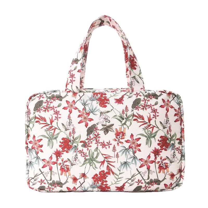 1Pc New Flower Patterned Four Fold Toiletry Bag with Hooks,Portable Travel and Wash Area Storage,Dry-wet Separation