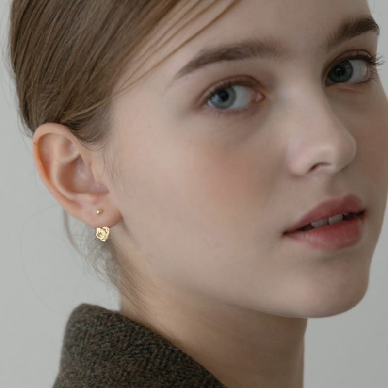 Tatiana (925 Silver) Rose Flower Heart Ear Jacket Earrings EC3065