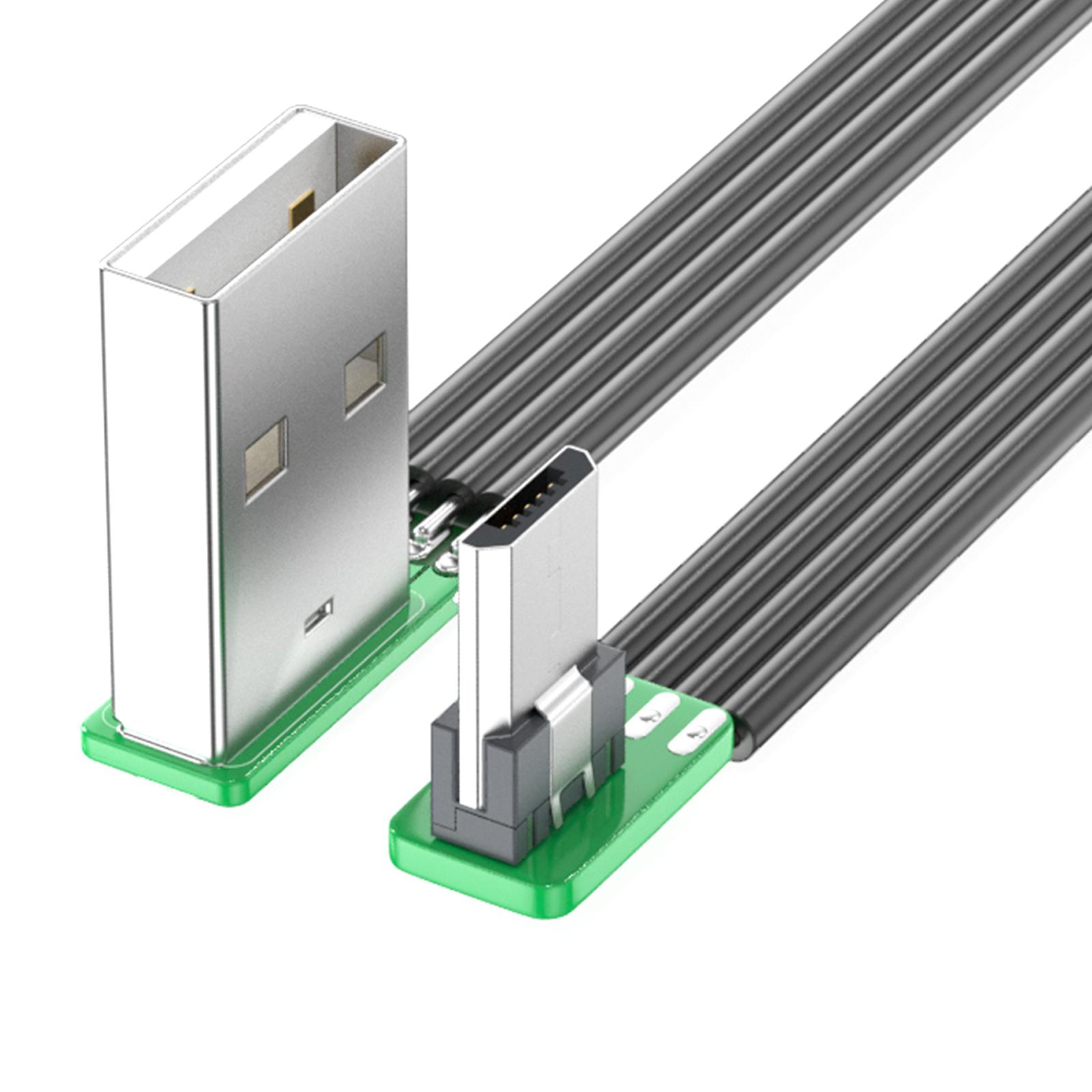 

90-градусный кабель USB 2.0 - Micro USB с угловым разъемом для смартфонов, планшетов и других устройств, поддерживает быструю зарядку и передачу данных 5