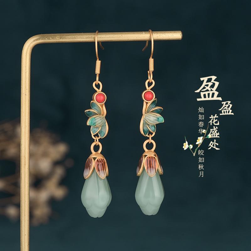 Steel Fun New China-Chic PingAn Buckle Koi Earrings Female Design Light Luxury Traditional Earrings Jewelry Accessories