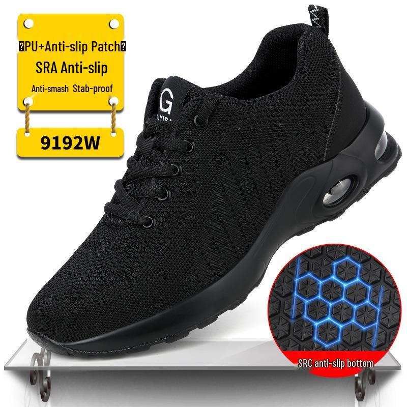 Chaussures de travail de sécurité à embout en acier pour hommes - Anti-écrasement, anti-perforation, résistantes à l'usure, confortables, légères, protection du travail transfrontalier.
