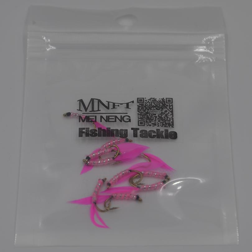 MNFT 10pcs/set 12# Rose Red Feather Silver Zebra Pattern Dry Fly Fishing Flies Fish Hook Nymph Lures Mayfly Baits