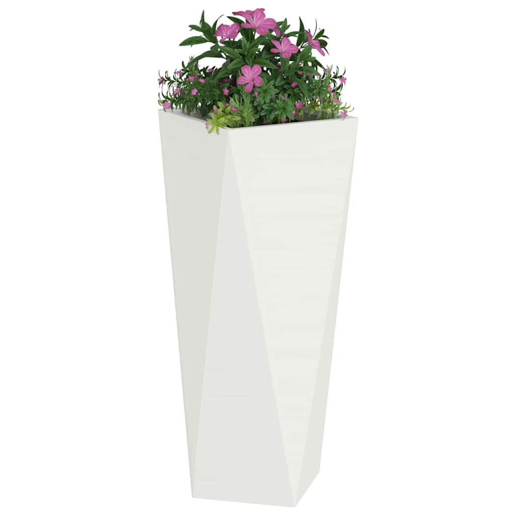 Plant Pot White 30 X 30 X 75 Cm Steel