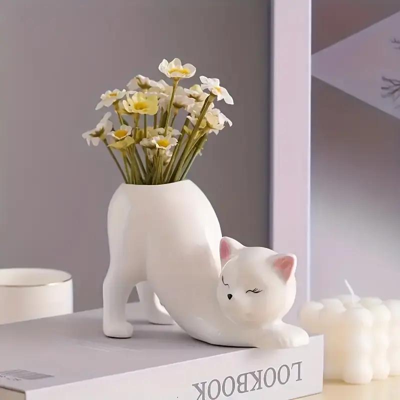 Cartoon Cute Cat Tail Flower Pot Creative Succulent Plant Resin Birthday Gift Desktop Decoration