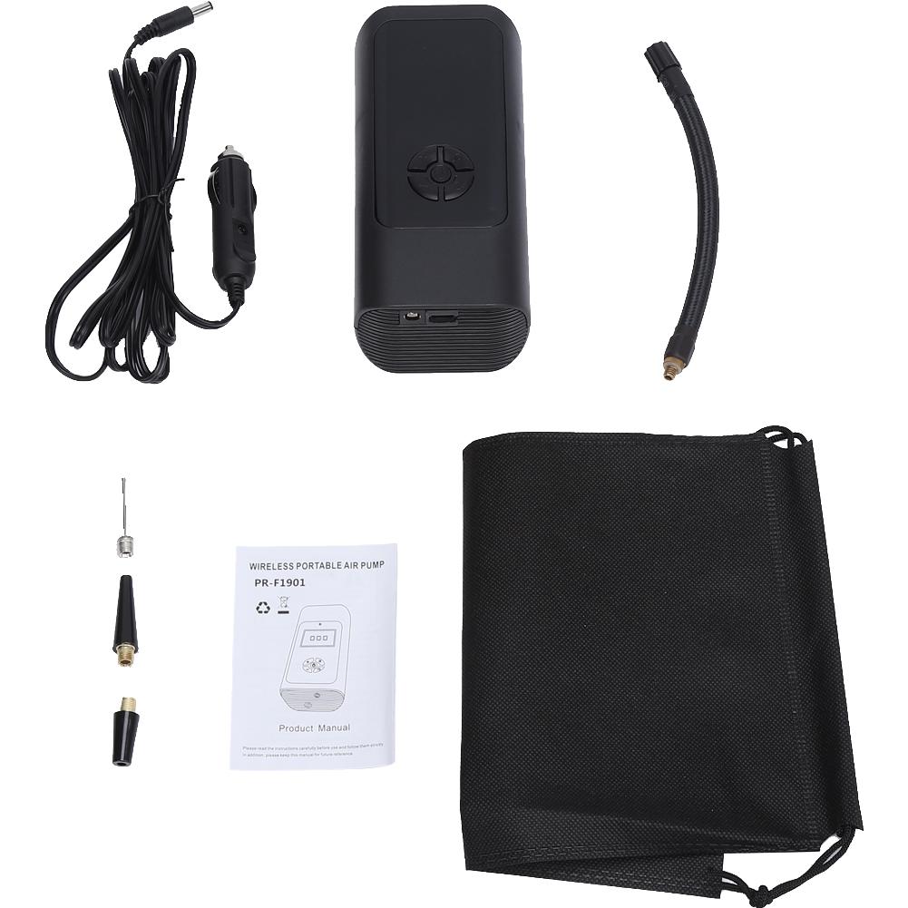 

Портативный воздушный компрессор для накачивания шин для автомобиля, велосипеда, мотора, мяча, 12 В, небольшой воздушный насос 150 фунтов на кв. дюйм, 38 л/мин, с ЖК-дисплеем, аксессуары чёрный