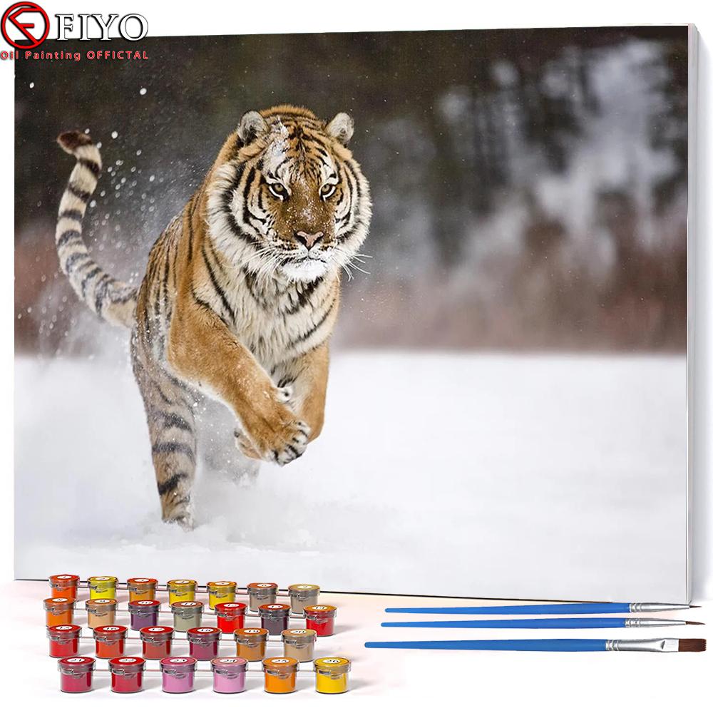 Buy 24 Color Digital Oil Painting Animal White Tiger Kits DIY ...