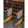 1 Pair Creative Multi-Layer S-Shaped Leaf Leather Earrings, Vintage 3-Layer PU Leather Earrings For Women, Gift Earrings