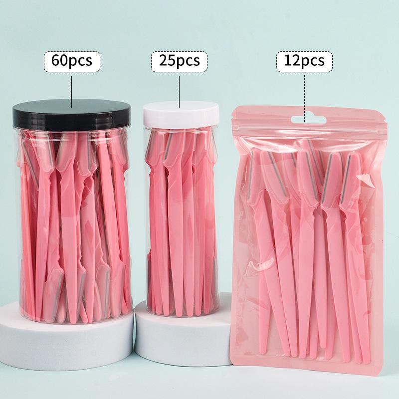 Stainless Steel Eyebrow Razor Makeup Shaver - 12/25/60PCS for Home & Salon Use