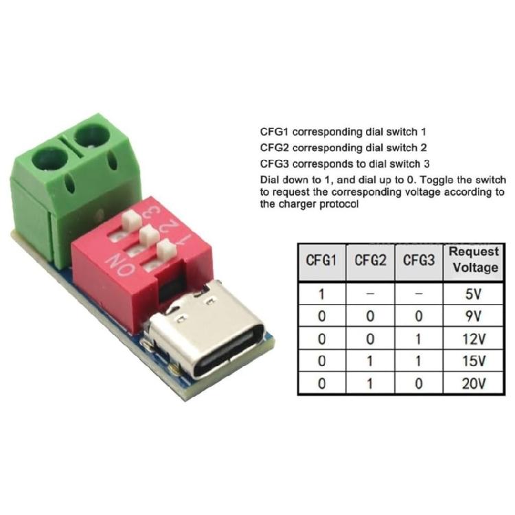5Pcs Programmable Type C 5V-20V Adjustment Power Module Adjustment Fast Charging Decoy Programmable Module
