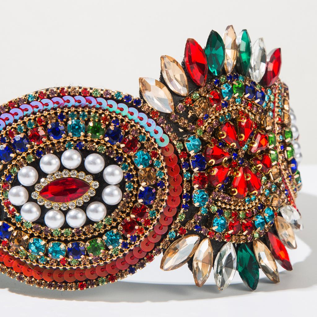 Hochwertiges Barock-Stirnband Strass Perle Pailletten Haarschmuck für Damenparty Glänzendes Haarband Haarreif Mädchen Kopfschmuck