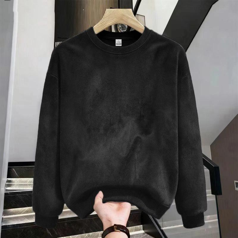 Fashionable Round Neck Long Sleeve American Simple Casual Loose Autumn Suede Men's Versatile Sweatshirt