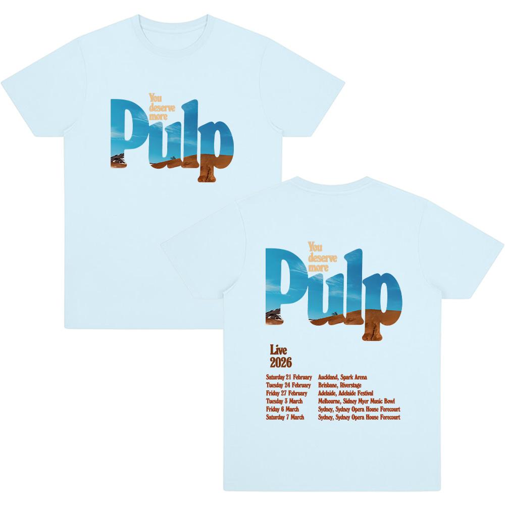 

Pulp Band Live 2026 T Shirts Rock Band Printing Tshirts Grunge Hip Hop Unisex Streetwear Cotton Women Men Tees High Quality New L світло-синій колір