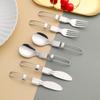 Portable Picnic Stainless Steel Utensils Folding Tableware Cutlery Spoon Spork Fork