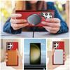 For Samsung Galaxy S23 Ultra Case Magnetic Kickstand PU Leather Coated PC + TPU Phone Cover
