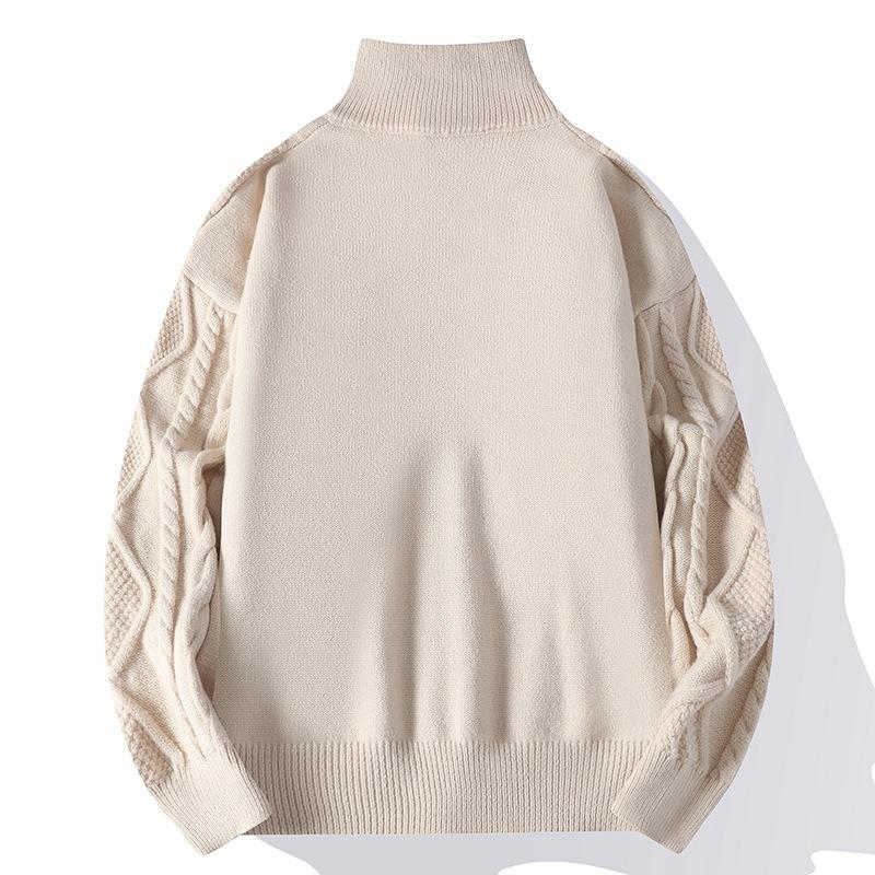Autumn and Winter Fashion Jacquard Loose Turtleneck Knitted Jacket for Youth Daily Knitted Sweater