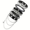 4 Braccialetti Punk alla Moda, Accessori Abbigliamento Gotico da Uomo e da Donna, Braccialetti in Ecopelle Hip-Hop Rock, Braccialetti con Borchie