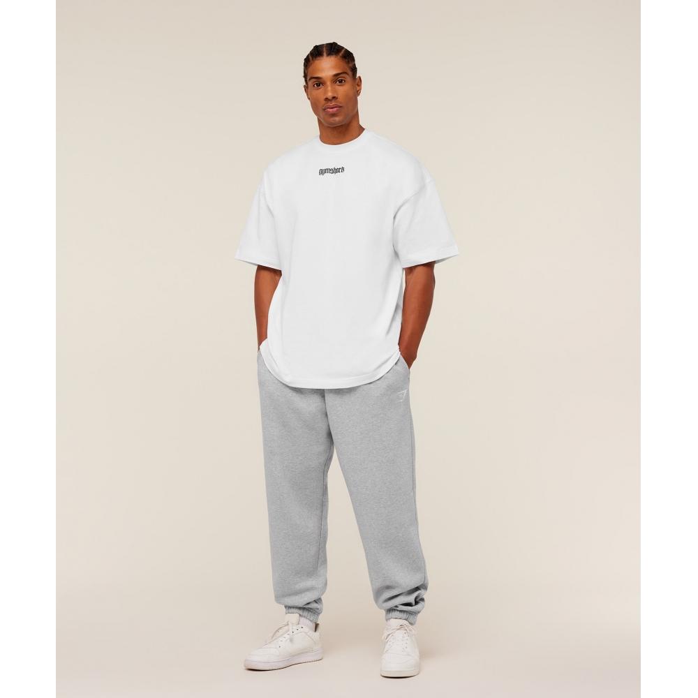 Gymshark Crest Oversized Joggers Light Grey Core Marl A4c5v Gbcn