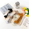5 Pairs Of Womens Slass Filament Fiber Spring And Summer Thin Transparent Leopard Socks Polyester Sock Sole