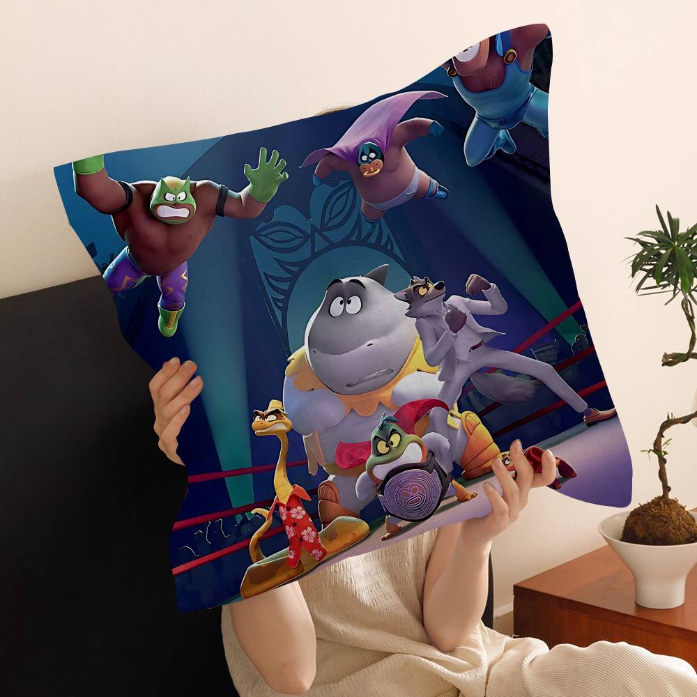 Die Gang 2 Kissenbezüge Cartoon Sofa Dekorativ Zuhause Zweiseitiger Druck Kurzer Plüsch Niedlicher Kissenbezug