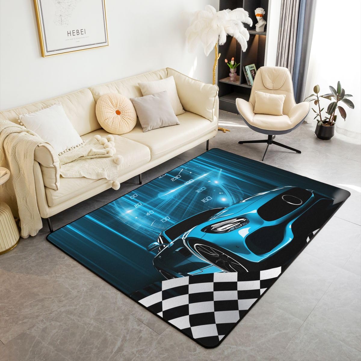 

Race Car Area Rug 5x7 for Boys Teens Girls Bedroom, Extreme Sport Theme Area Rug, Youth Kids Sports Carpet, Red Race Car Competition Decor I 160cm x 200cm