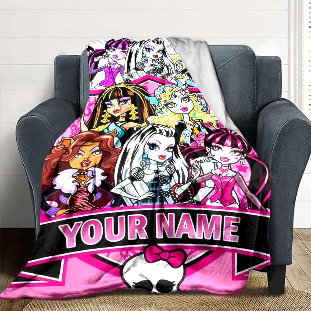 Customizable Monster High Draculaura4 Throw Blanket – Personalized Name, All-Season Cozy Snug Blanket, Machine Washable, Personalized Blanket