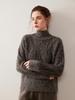 Elegant Goddess Floral Cashmere Sweater - 2025 Autumn/Winter Women's Half-High Neck, Diamond Pattern Knit