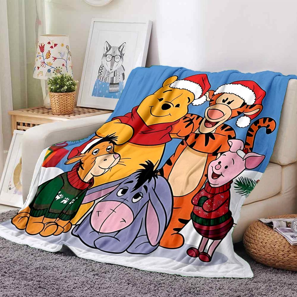 Christmas Winnie Pooh Party Blanket Soft Throw Blanket For Home Bedroom Bed Sofa Travel Office Solid Christmas Blanket