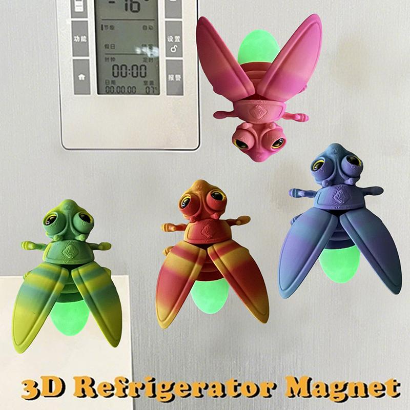 Figurine di Lucciole Luminose Stampate in 3D Magneti per Porta del Frigorifero Magneti Decorativi a Forma di Lucciola Ornamento da Scrivania Scultura Decorativa