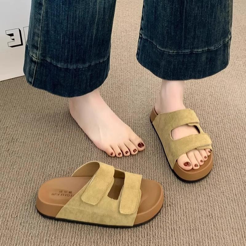 Leather Thick-soled Cool Slippers Women's Summer Wear New with Skirt Casual Beach One-word Sandals