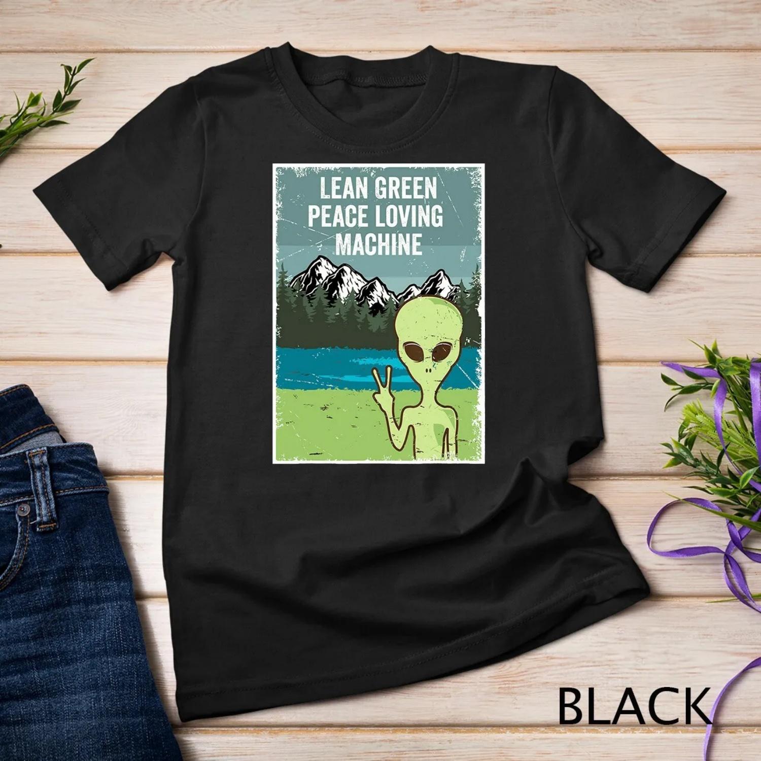 

Funny alien live in peace nature lover retro earth day T shirt S чёрный