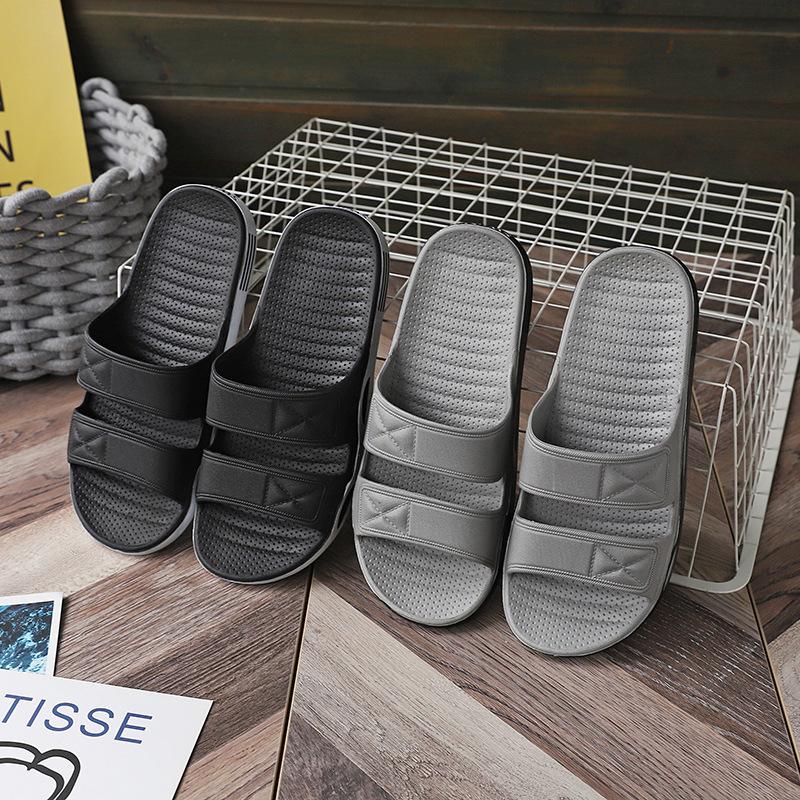 Free shipping summer men's one-word cool slippers home use indoor bathing non-slip thick bottom men's outer wear