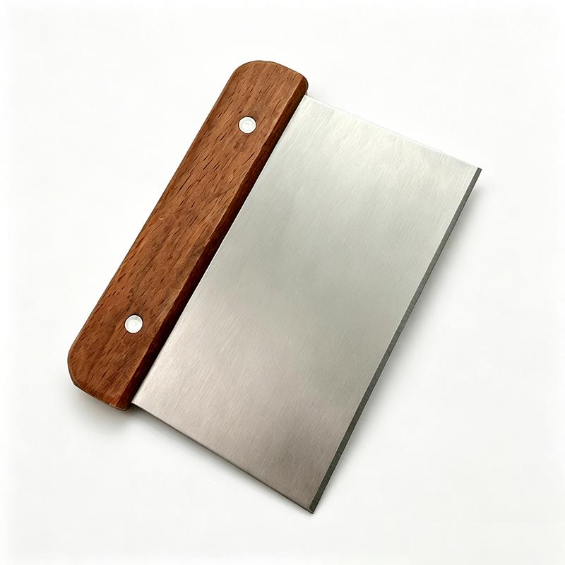 Wood-Handled Dough Scraper Board with Scale - Stainless Steel Flour and Dough Cutter