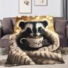 Cartoon black white cubs Mephitis Flannel soft warm plush blanket for sofa living room pet hogar bed gift home Car portable