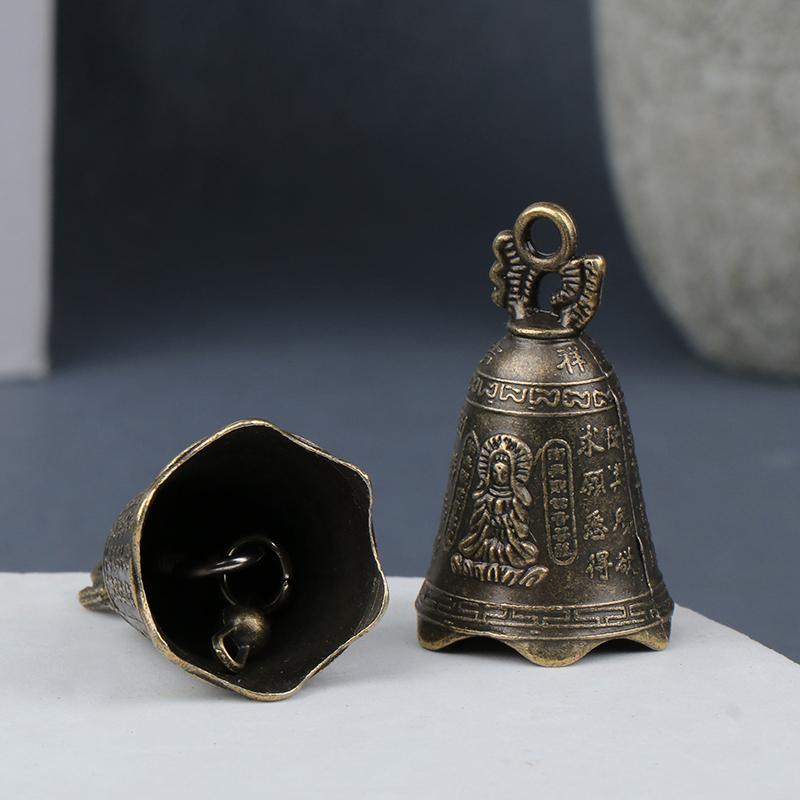 2 Stücke Retro China Mini Bronze Skulptur Beten Buddha Feng Shui Glocke Hausgarten Dekorative Windglocken Auto Anhänger Zubehör