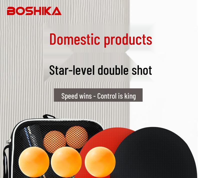 Boshi Ka Table Tennis Set: High-Elastic Rackets with Horizontal Grip - Includes 2 Rackets & 3 Balls for Beginner Training