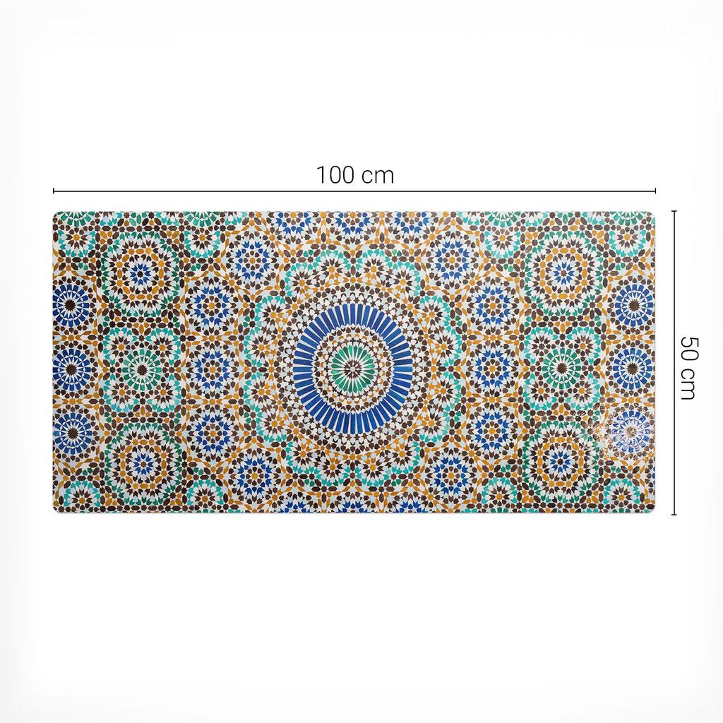 Mata Dekoracyjna Pod Laptopa Na Biurko Geometryczny Wzór Mozaiki 100X50 Cm