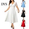 Robe ajustée à col en V Grande Taille Formelle pour Femmes Dentelle Manches Courtes Coupe A-line Légère Été Mère de la Mariée Invité de Mariage Robe de Soirée