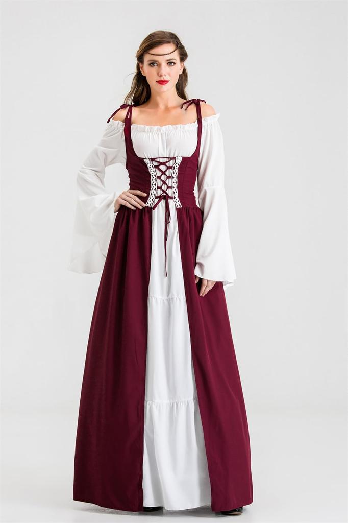 Qichenk Women's Medieval Princess Dress, Western-style, Club Dress, Lace, Stage Costume, Royal Outfit, Luxurious Princess Dress, Perfect for Recitals,