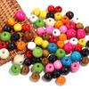 Maple Large Hole Round Beads Diy Bracelet Loose Beads, Candy Color Wood Beads Color Round Beads Bracelet Key Chain Basic Accessories