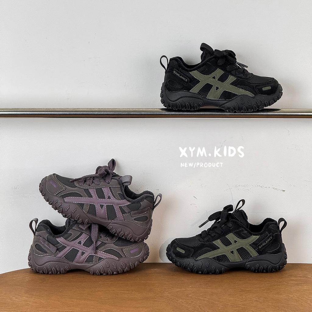 2025 winter new children's casual shoes retro contrasting two cotton shoes non-slip tire sole men's and women's sports shoes